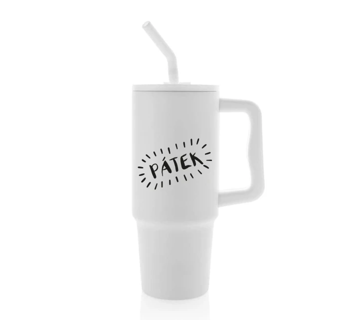 PÁTEK - bílý cestovní termohrnek 900 ml  