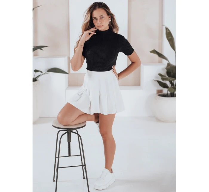 Dámský žebrovaný svetr s krátkým rukávem GIRLGLORY black FashionStreet MY2552 Dámský žebrovaný svetr s krátkým rukávem GIRLGLORY black FashionStreet MY2552