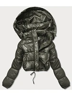 Krátká péřová bunda khaki (d2-3831-22)
