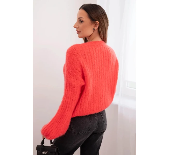 Svetr dámský z mohairu s bufáčovými rukávy malinová Svetr dámský z mohairu s bufáčovými rukávy malinová