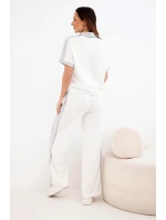 Dámský máslový komplet s polo mikinou a širokými kalhotami šedý