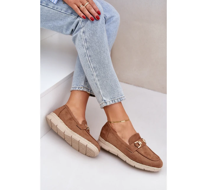 mokasíny se zlatým detailem a  hnědé model 21683739 - Boto