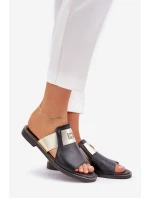 Elegantní Pantofle Z Přírodní Kůže Na Plochém Podpatku model 21684075 Černé - Zazoo Elegantní Pantofle Z Přírodní Kůže Na Plochém Podpatku model 21684075 Černé - Zazoo