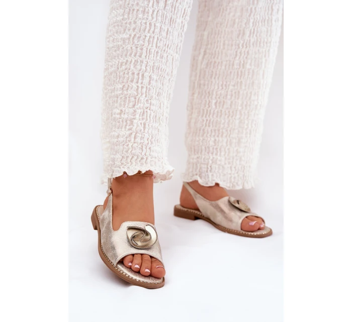 Lesklé dámské sandály s ozdobou S.Barski KV51-006 zlaté
