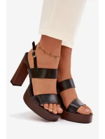 Dámské sandály na podpatku a platformě Eko kůže Černé model 21943430 - Boto