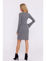 Šaty z úpletu se širokými rukávy šedý melír model 20515144 - Moe
