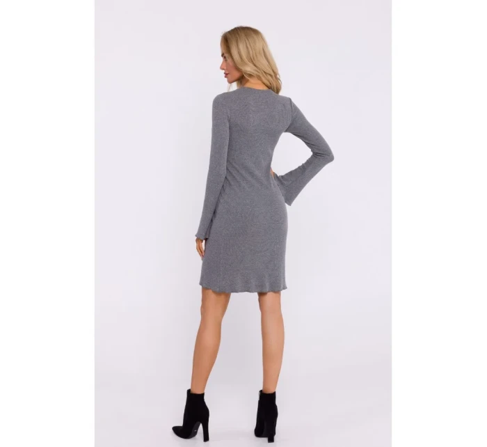 Šaty z úpletu se širokými rukávy šedý melír model 20515144 - Moe