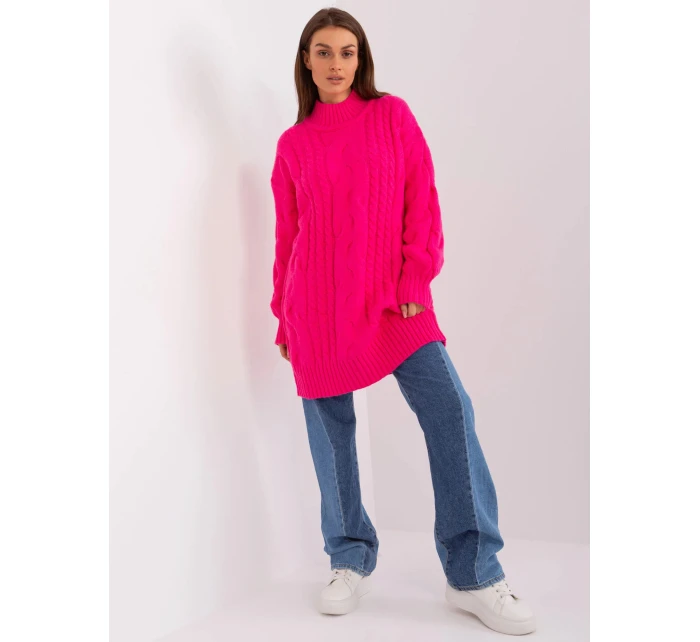 Dámské svetrové šaty AT SW  Fluo růžová  model 21949107 - FPrice