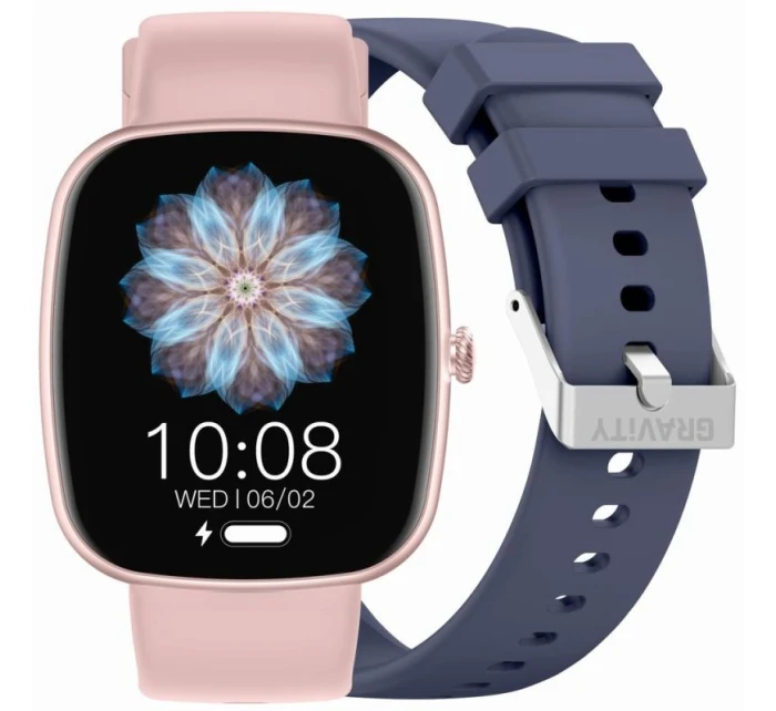 Dámské chytré hodinky GRAVITY GT18-3 Pink Silicone Strap + Navy Blue Strap Dámské chytré hodinky GRAVITY GT18-3 Pink Silicone Strap + Navy Blue Strap