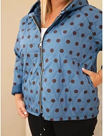 Dámská bunda Plus Size s kapucí model 22321190 džínová modrá - K-Fashion