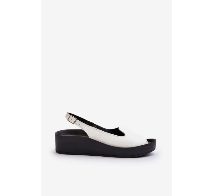 Dámské kožené sandály na tlusté podrážce Zazoo 2893 bílé