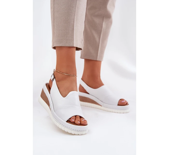 Dámské Kožené Sandály Na Klínu Artiker Bílé 56C0918