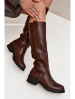Dámské Boty Na Nízkém Podpatku Zateplené Hnědé model 21704739 - Boto Dámské Boty Na Nízkém Podpatku Zateplené Hnědé model 21704739 - Boto