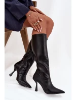 Dámské kozačky na jehlovém podpatku pod kolena Vionette – černé Dámské kozačky na jehlovém podpatku pod kolena Vionette – černé