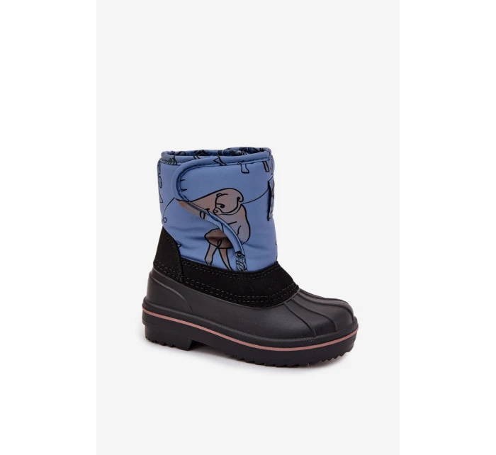 Dětské sněhule na suchý zip LCJ-25-10-3774 Modrá s černou vzor - Lee Cooper Dětské sněhule na suchý zip LCJ-25-10-3774 Modrá s černou vzor - Lee Cooper