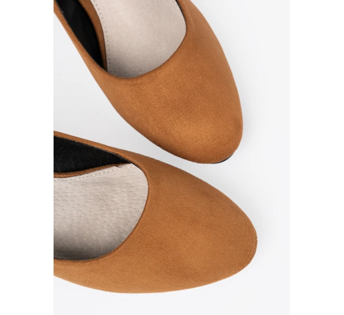 Módní  lodičky Karmelowy dámské na širokém podpatku