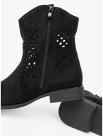 Výborné dámské  kotníčkové boty černé bez podpatku