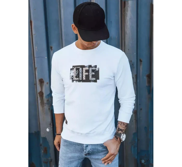 Pánská bílá mikina s potiskem FashionStreet BX5362