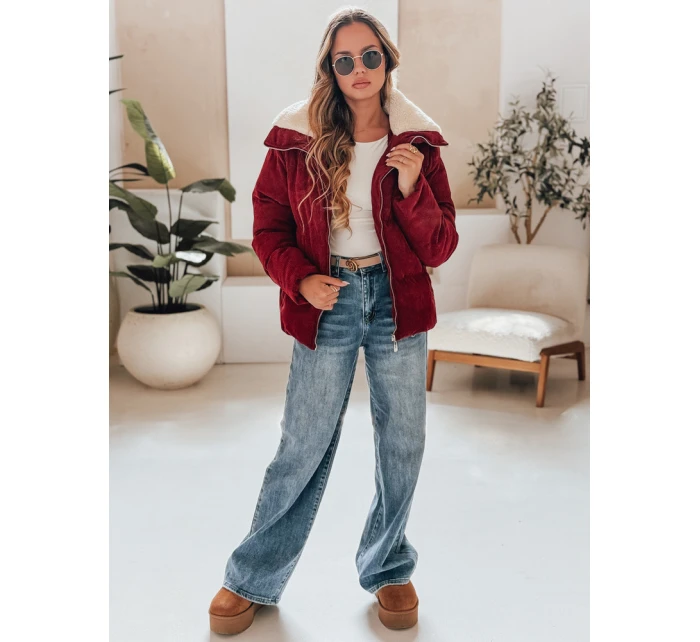 Dámská manšestrová bunda vínová Dstreet model 21990548 - FashionStreet Dámská manšestrová bunda vínová Dstreet model 21990548 - FashionStreet