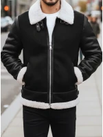 Pánská kožená bunda černá Dstreet TX5085 Pánská kožená bunda černá Dstreet TX5085