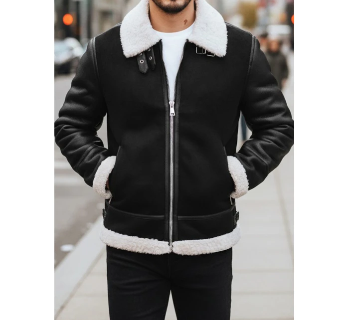 Pánská kožená bunda černá Dstreet TX5085 Pánská kožená bunda černá Dstreet TX5085