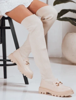 Dámské ponožkové boty béžové Dstreet ZY1323