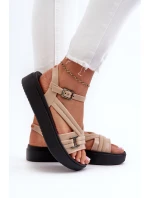 dámské sandály na platformě  béžové model 21661896 - Zaxy
