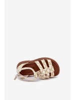 Dívčí sandály gladiátorky se zlatým detailem béžové Vesira Dívčí sandály gladiátorky se zlatým detailem béžové Vesira