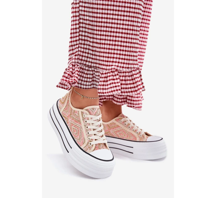 Nízké Dámské Tenisky Na Platformě Růžové model 21701273 - Boto Nízké Dámské Tenisky Na Platformě Růžové model 21701273 - Boto