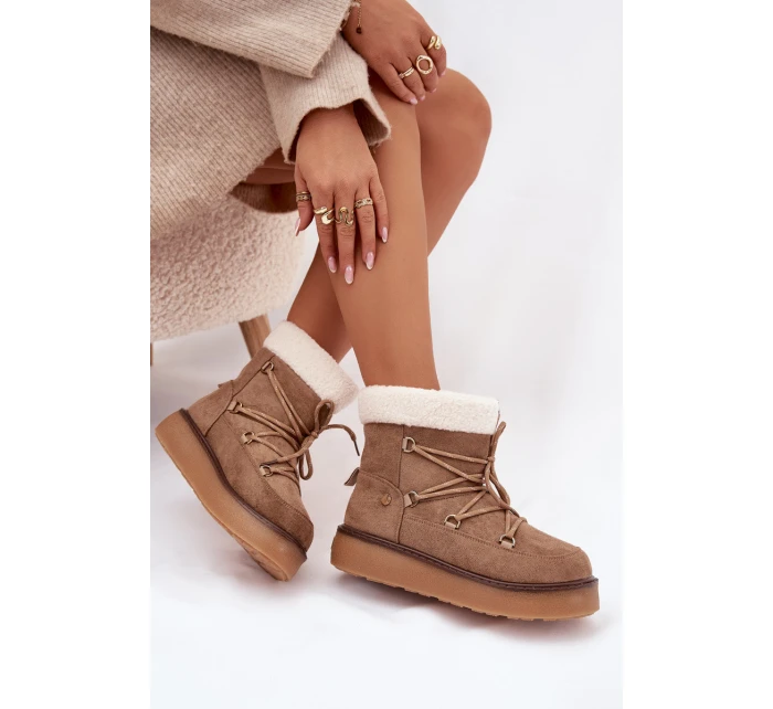 Dámské Sněhule Na Platformě S Zavazováním Světle Hnědá Roselya