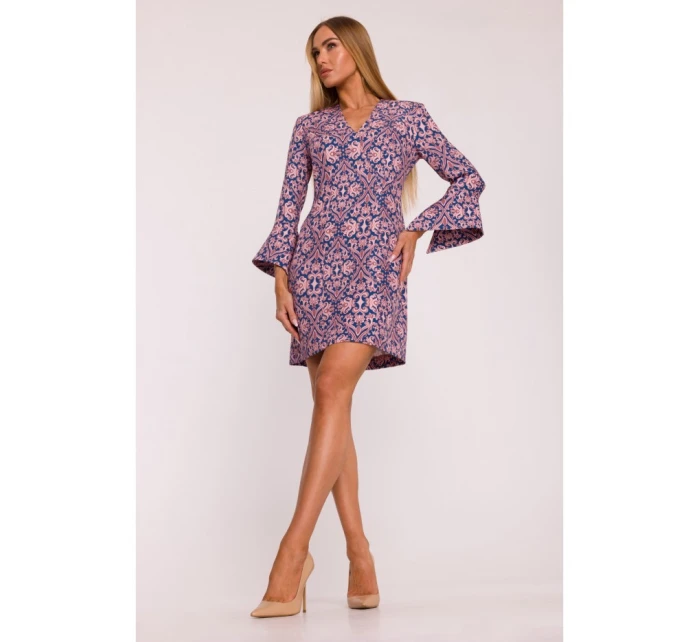 M877 Šaty s potiskem a širokými manžetami - model 3