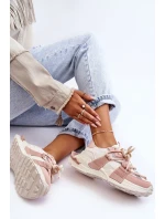 Dámské módní sportovní boty šněrované béžovo-růžové Chillout! Dámské módní sportovní boty šněrované béžovo-růžové Chillout!