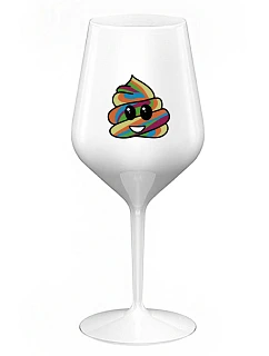 DUHOVÉ VESELÉ EE - biely nerozbitný pohár na víno 470 ml