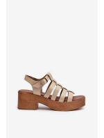 Dámské kožené sandály Zazoo 40410 béžové