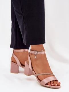 Dámské Sandály Na Podpatku S Krystaly Vinceza 20268 Béžové