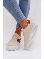 Dámské tenisky na platformě s eko semišem béžové Cadrina Dámské tenisky na platformě s eko semišem béžové Cadrina