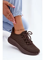 Lehké sportovní slip-on boty dámské textilní Big Star UU274055 Čokoládové