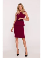S427 Peplum šaty - bordó S427 Peplum šaty - bordó