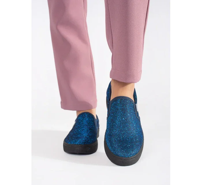 Stylové dámské  polobotky modré bez podpatku