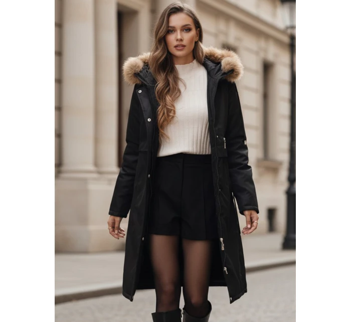 Dámská zimní bunda parka s kožešinou černá FashionStreet TY5110