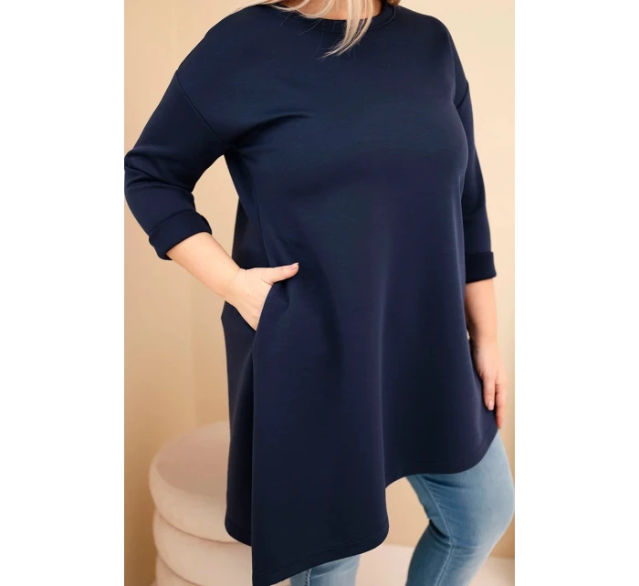 Dámská sukni Plus Size z viskózy s volným střihem a dlouhým rukávem granátová