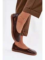 Kožené baleríny Barefoot model 22073665 Čokoládové - Zazoo
