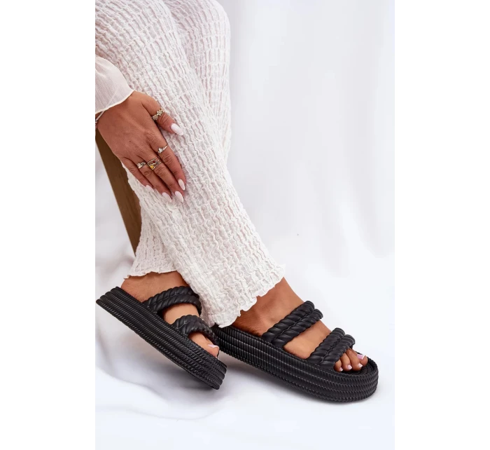 Dámské lehké pěnové pantofle na platformě S.Barski – černé