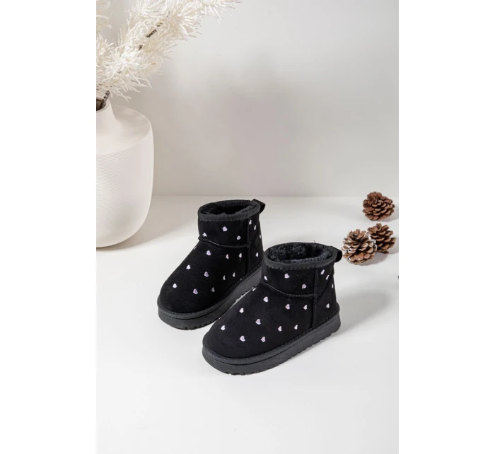 Dětské sněhule se srdíčky Gracina – černé