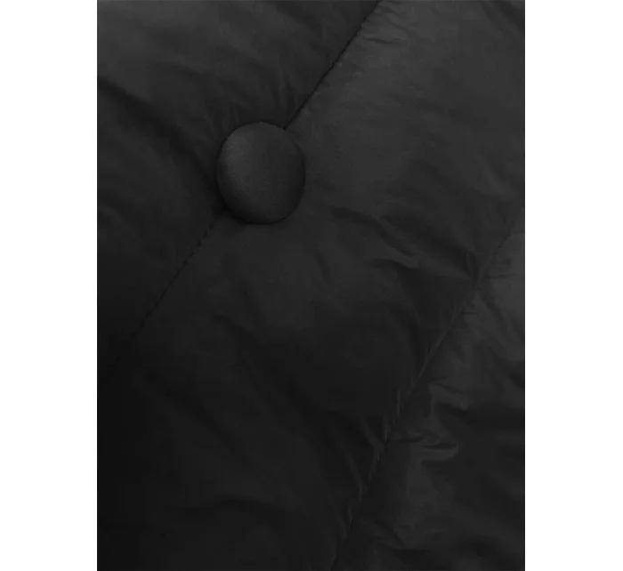 Černý dámský péřový kabát na knoflíky model 21246665 - J.STYLE