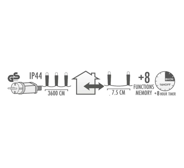 VÁNOČNÍ STROM SVĚTLA SVĚTELNÝ ŘETĚZ 480 VEDL ČASOVAČ STUDENÁ BÍLÁ