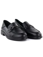 Dámské kožené polobotky mokasíny černé model 22015069 - VINCEZA