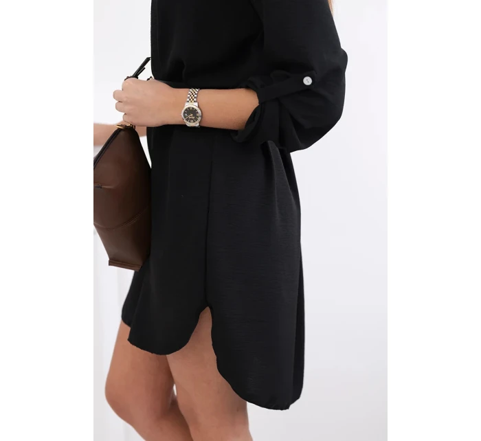 Šaty s delšími zády a pásem černý Šaty s delšími zády a pásem černý