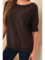 Dámský svetr z viskózy s krátkým rukávem hnědý