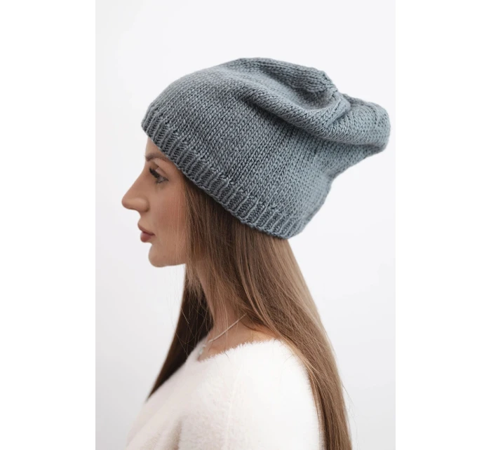 Dámská zimní čepice s ušima a žebrovaným vzorem K440 tmavě šedá